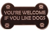 Welcome if you like dogs  (Troglass Mirror Rosegoud ) Wandbord
