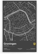 Walljar - Stadskaart Groningen Centrum II - Muurdecoratie - Poster met lijst