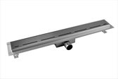 CityLine RVS douchegoot - 70 cm - Uitneembaar RVS sifon en haarrooster - Zijuitloop - Inclusief design rooster Row