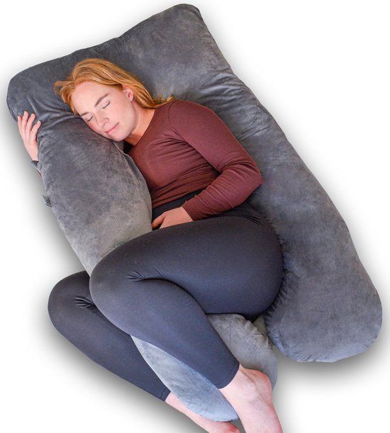 Ella® zwangerschapskussen XXL U-vorm - Body Pillow - 140x80cm - Grijs