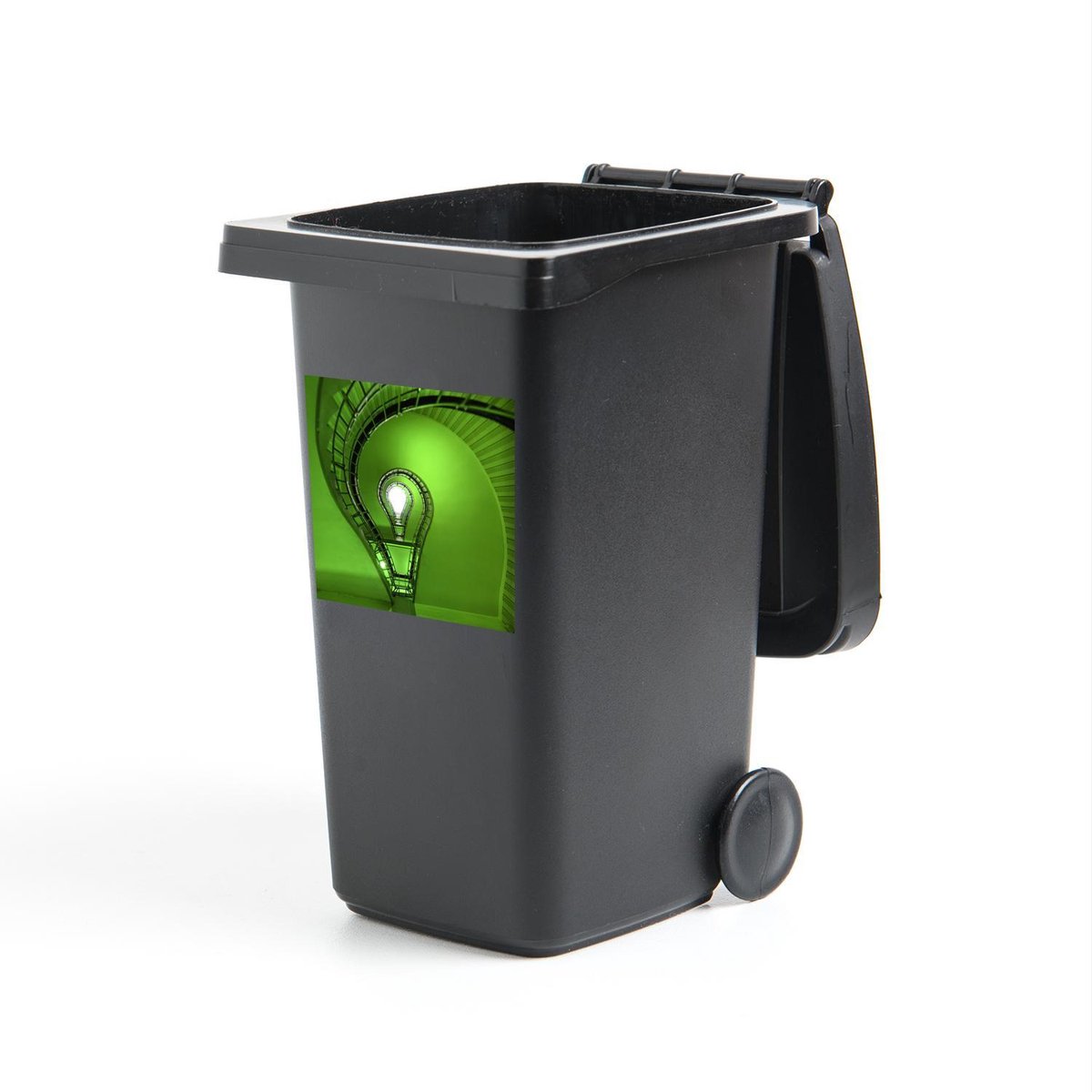 Container sticker Olijf groen - Gloeilamp in spiraalvormige trap Klikosticker - 40x40 cm -