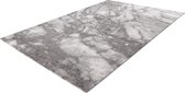 Lalee Marmaris Vloerkleed Superzacht Shiny 3D effect Marmerlook betonlook Tapijt laag polig Karpet maat 200x290 cm Zilver