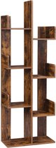 Mucasa© vormige boomvormige boekenplank | staande plank met 8 vakken | opbergrek | 50 x 25 x 140 cm  met afgeronde hoeken | vintage bruin