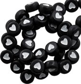 Letterkralen Hartjes (7 x 4 mm) Black / White (350 stuks)