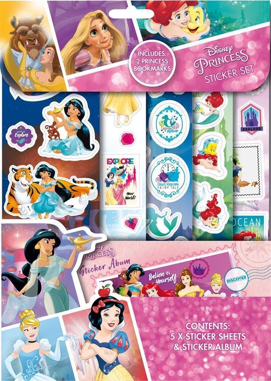 herder nerveus worden Hoofdkwartier Stickerset Disney Princess | Disney | 5 stickervellen | Stickerboek |  Boekenlegger |... | bol.com