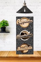 3D Retro Hout Poster Cappicino Americano Macchiato