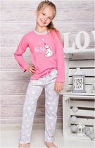 Kinderpyjama roze met ijsbeer opdruk en bedrukte broek - 104