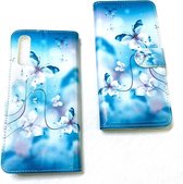 Huawei P30 Blauw Print Portemonnee Wallet Case -TPU  hoesje met pasjes Flip Cover - Boek  beschermend Telefoonhoesje