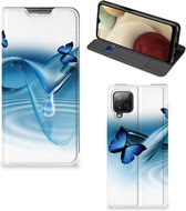 Telefoonhoesje Portemonnee Geschikt voor Samsung Galaxy A12 Smart Cover Vlinders