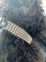 Power Escorts - Super de Luxe - Zilveren steentjes Halsband voor Honden - Nep natuurlijk maar super gaaf - glitter & glamour - must voor iedere stijlvolle design hond - paraderen maar
