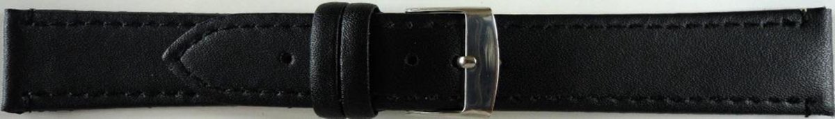 Horlogeband18mm-echt leer-zwart-extra-lang XL 18 mm