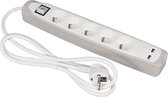 Perel Stekkerdoos met schakelaar, 5 stopcontacten met penaarde (type E), 2 USB-poorten, kabel 1.5 m, 3G1.5, gebruik binnenshuis, wit