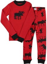 Kinderpyjama LazyOne Classic Moose Red met bedrukte broek - 128