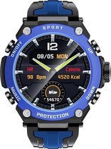 Belesy® ATLANTIS - Smartwatch Dames - Smartwatch Heren - Horloge – MP3 Speler - Bloeddruk - Stappenteller - Saturatiemeter - Kompas - Kleurenscherm - Zwart - Blauw - Cadeau