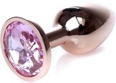 Power Escorts - Unieke Rose Goud kleurige Plug - Anaal Plug - Buttplug Rose stone - Anal Plug met Rose steen - ideale formaat - 7 CM en lekkere Dia 2,7 cm - met makkelijke bewaar zak