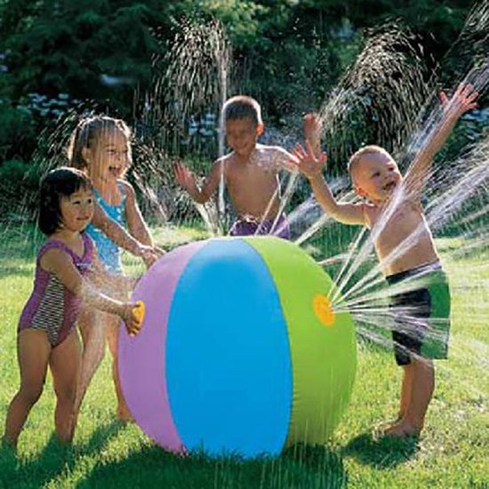 Pro-Care Grote Opblaasbare 80 cm WaterBal - 5 Sprays - Aansluitbar op Tuinslang - Outdoor Strandbal - 5 Sprays - Buitenspeelgoed