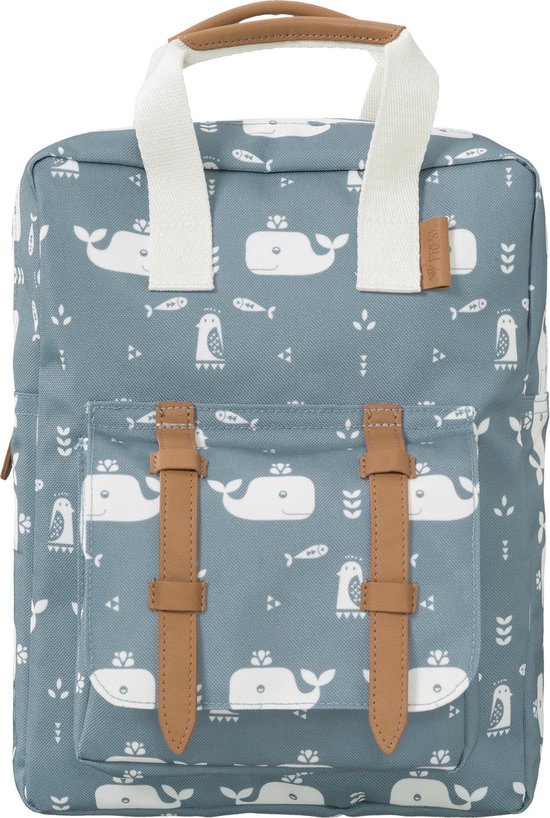 Fresk Grote Rugzak voor kinderen 5-7 jaar - 9,3 L - Schooltas Kind Jongens - Verstelbare Schouderbanden - Waterafstotende Rugtas - Blauw - Whale blue