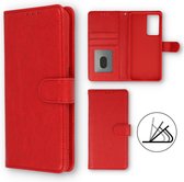 HB Hoesje Geschikt voor Samsung Galaxy A52 & A52S Rood - Luxe Kunstlederen Portemonnee Book Case