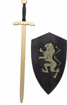 Roofridder schild met roofridderzwaard kinderzwaard houten ridder zwaard
