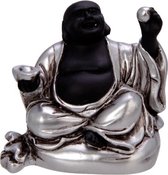 New Dutch Boeddha geluk en voorspoed - Gezondheid - polystone - zwart/zilver - 8cm