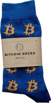 Bitcoin Sokken Blauw Oranje - Crypto Sokken - Heren Sokken - Sokken Blauw - Maat 43 - 46
