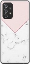 Samsung Galaxy A72 hoesje siliconen - Marmer roze grijs - Soft Case Telefoonhoesje - Marmer - Roze