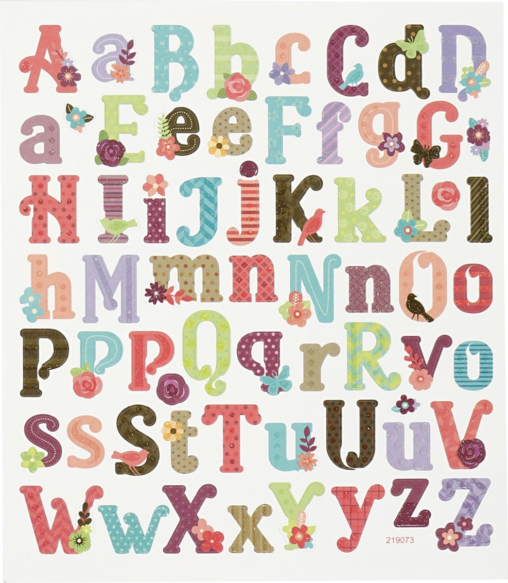 Stickers, alfabet, 15x16,5 cm, 1 vel