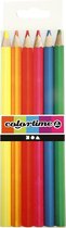 Colortime Kleurpotloden, L: 17,45 cm, vulling 3 mm, neon kleuren, 6 stuk/ 1 doos