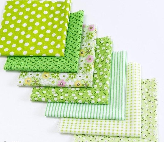 Pakket van 7 lapjes stof - verschillende groen - 24 x 25 - quilt -... | bol.com