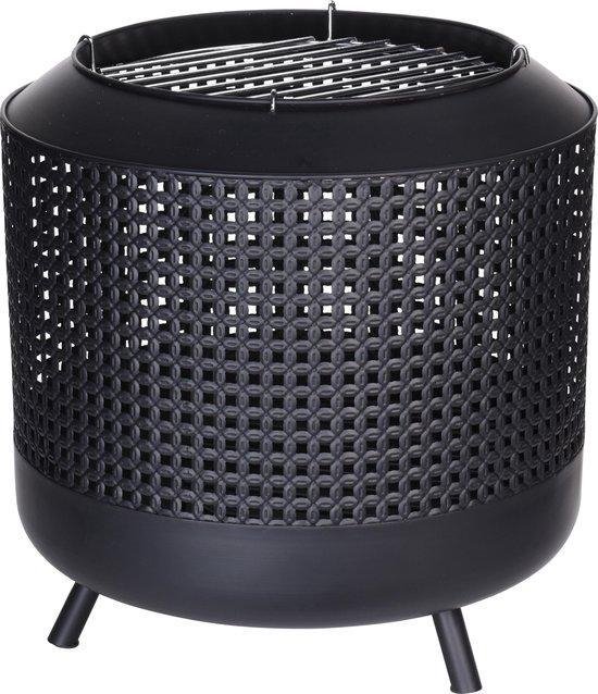 Vuurkorf met Barbecuerooster / BBQ-rooster - Metaal - Hoogte 51 cm