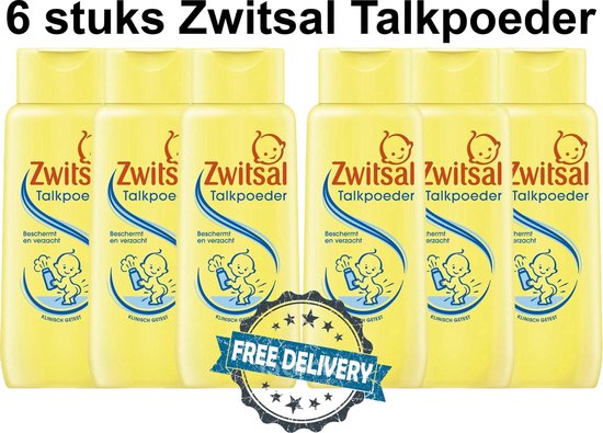 Zwitsal en poudre 6 pièces | 6 x 100g | talc Bébé | Rafraîchit et absorbe