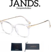 JANDS. NR.5 - Computerbril - Blauw Licht Bril - Blue Light Glasses - Beeldschermbril - Tegen Vermoeide Ogen - Zonder Sterkte - Unisex - Transparant/Goud - Met Gratis Accessoires