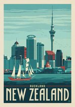 valentijn cadeautje voor hem / Vintage Steden Poster - Auckland - Wandposter 60 x 40 cm