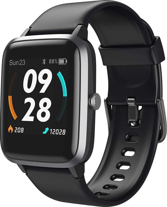 E-Quality® Fitness Smartwatch – Sporthorloge – Smartwatch Dames – Smartwatch Heren – Waterproof – Met Hartslagmeter en Stappenteller – Smart App – Fitness Tracker – Activity Tracker - Zwart