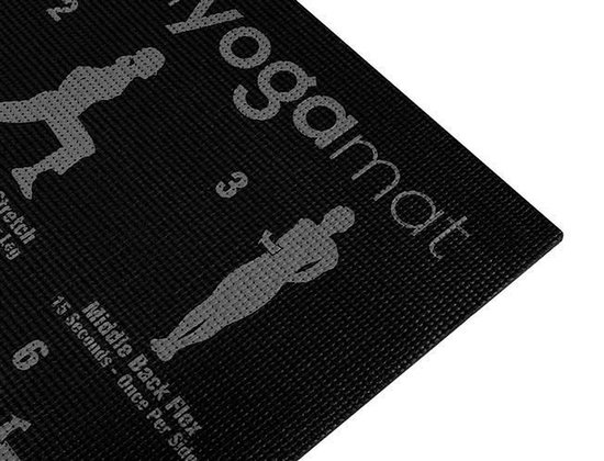 Yoga Mat - Incl. Oefeningen - Fitness mat - Yogamat Grijs en Zwart van Sens Design — afbeelding 3