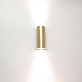 Wandlamp Roulo 2 Goud - Ø6,5xH15,4cm - 2x GU10 LED 4,8W 2700K 355lm - IP20 - Dimbaar > wandlamp goud | wandlamp binnen goud | wandlamp hal goud | wandlamp woonkamer goud | wandlamp slaapkamer goud | led lamp goud | sfeer lamp goud