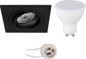 LED Spot Set - Primux Borny Pro - GU10 Fitting - Inbouw Vierkant - Mat Zwart - 4W - Natuurlijk Wit 4200K - Kantelbaar - 92mm