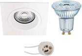 OSRAM - LED Spot Set - Parathom PAR16 927 36D - Primux Rodos Pro - GU10 Fitting - Dimbaar - Inbouw Vierkant - Mat Wit - 5.5W - Warm Wit 2700K - 93mm