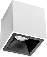 Opbouwspot GU10 - Primux Cliron Pro - Opbouw Vierkant - Mat Wit/Zwart - Aluminium - Verdiept - 90mm