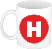 Mok / beker met de letter H rode bedrukking voor het maken van een naam / woord - koffiebeker / koffiemok - namen beker