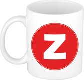 Mok / beker met de letter Z rode bedrukking voor het maken van een naam / woord - koffiebeker / koffiemok - namen beker