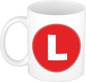 Mok / beker met de letter L rode bedrukking voor het maken van een naam / woord - koffiebeker / koffiemok - namen beker