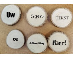 6 stuks onderzetters boomstam gepersonaliseerde met uw eigen tekst - eigen ontwerp ook mogelijk