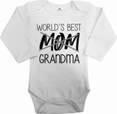 Rompertje baby met tekst- voor oma-World's best mom grandma-wit-zwart-Maat 56