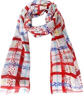 Een opvallende sjaal in vrolijke kleuren, met een patroon van stippen en strepen. Heel gemakkelijk te combineren vanwege de diversiteit aan kleuren. Voor uzelf of Bestel Een Kado