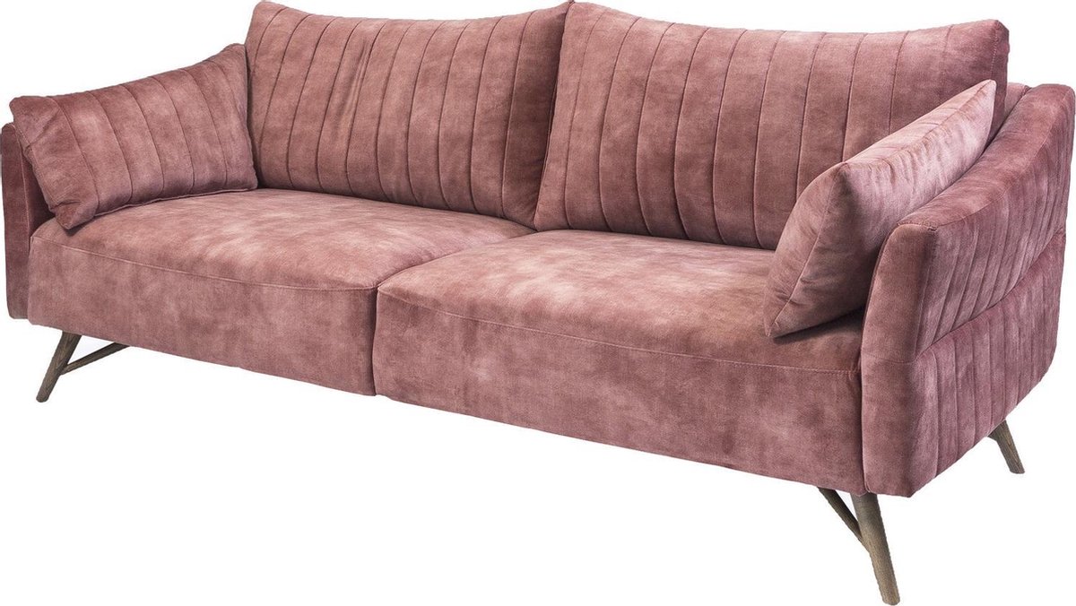 Duverger ® Nostalgic Sofa 3-zits bank velvet oud roze houten poten