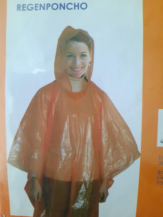Regenponcho oranje - wegwerp - regencape met capuchon - makkelijk voor... | bol.com