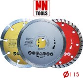 N&N Tools Turbo Diamantdoorslijpschijven Professional Multi Pack - 3 x 115 mm | Wet & Dry