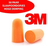 50 PAAR - 3M Slaapoordoppen - Hoge demping - 3M 1100 - Oordopjes om comfortabel mee te slapen - Maat: One size