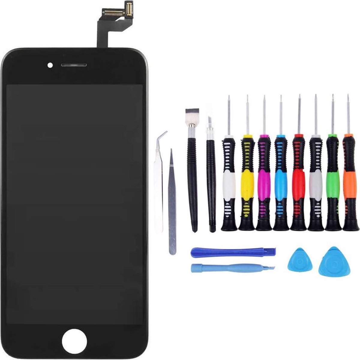 Voor iPhone 6S Scherm zwart - met 16-delig professionele reparatiekit